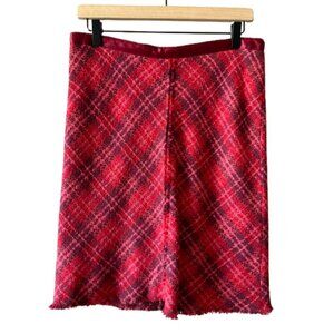 Women's 8 Free People Red Pink Purple Wool Blend Plaid Skirt